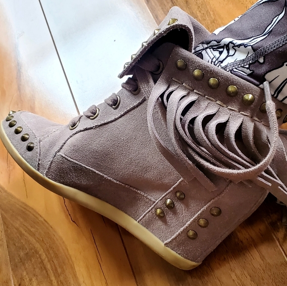 ASH "BABA" Wedge Leather Fringe Boots- Size 40 (EUC) - Picture 12 of 12